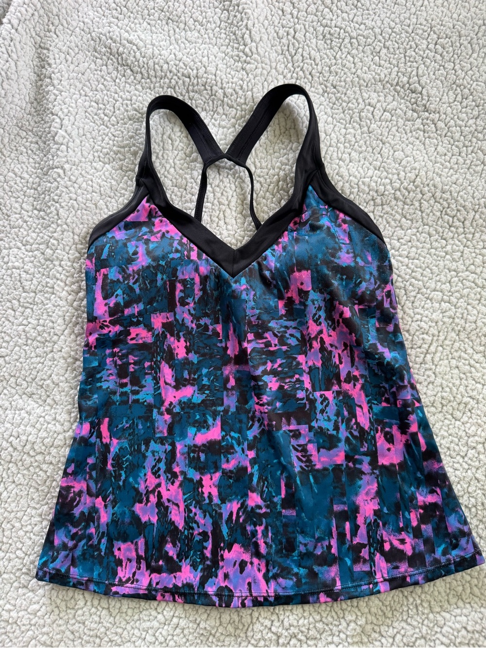 Nike Pink & Blue Abstract Athletic Tank